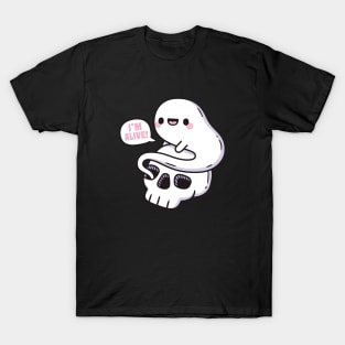 Cute Ghost Coming Out Of Skeleton Skull, Im Alive Funny T-Shirt